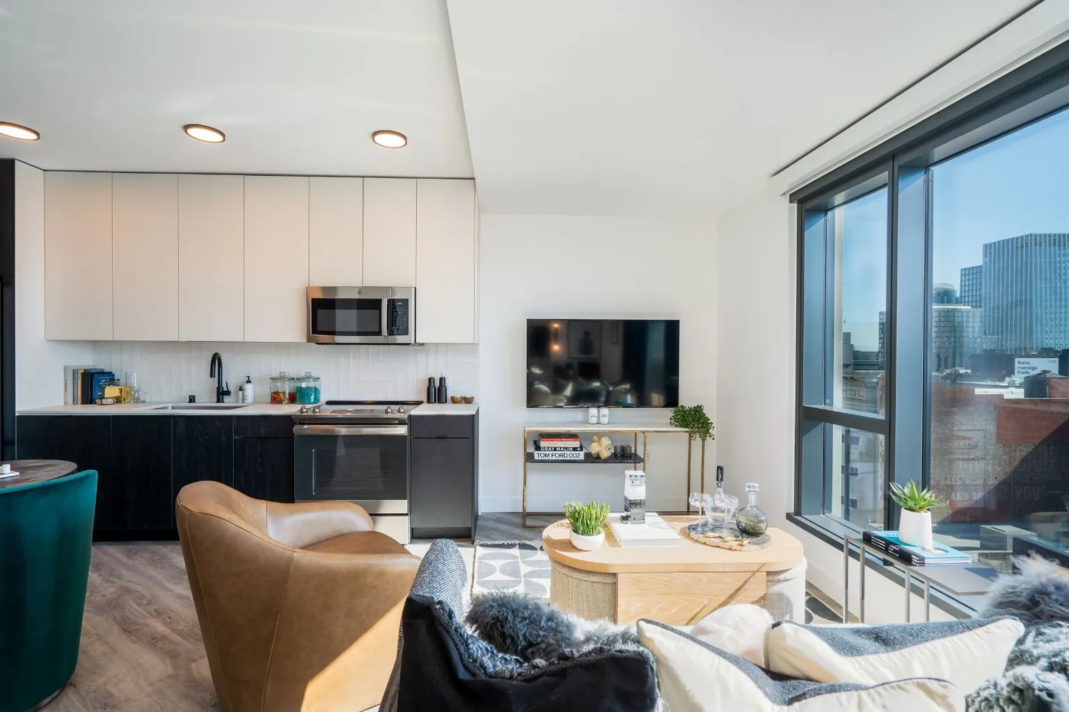 Kitchen and lounge area at Prism in San Francisco
