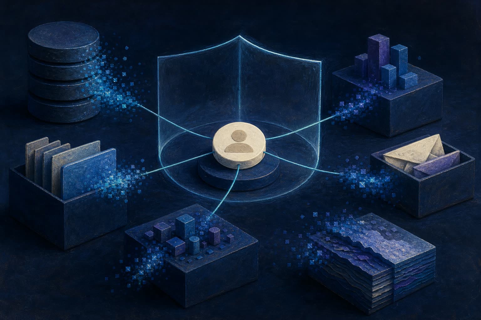 A protected user token connected to services while identifying data is removed