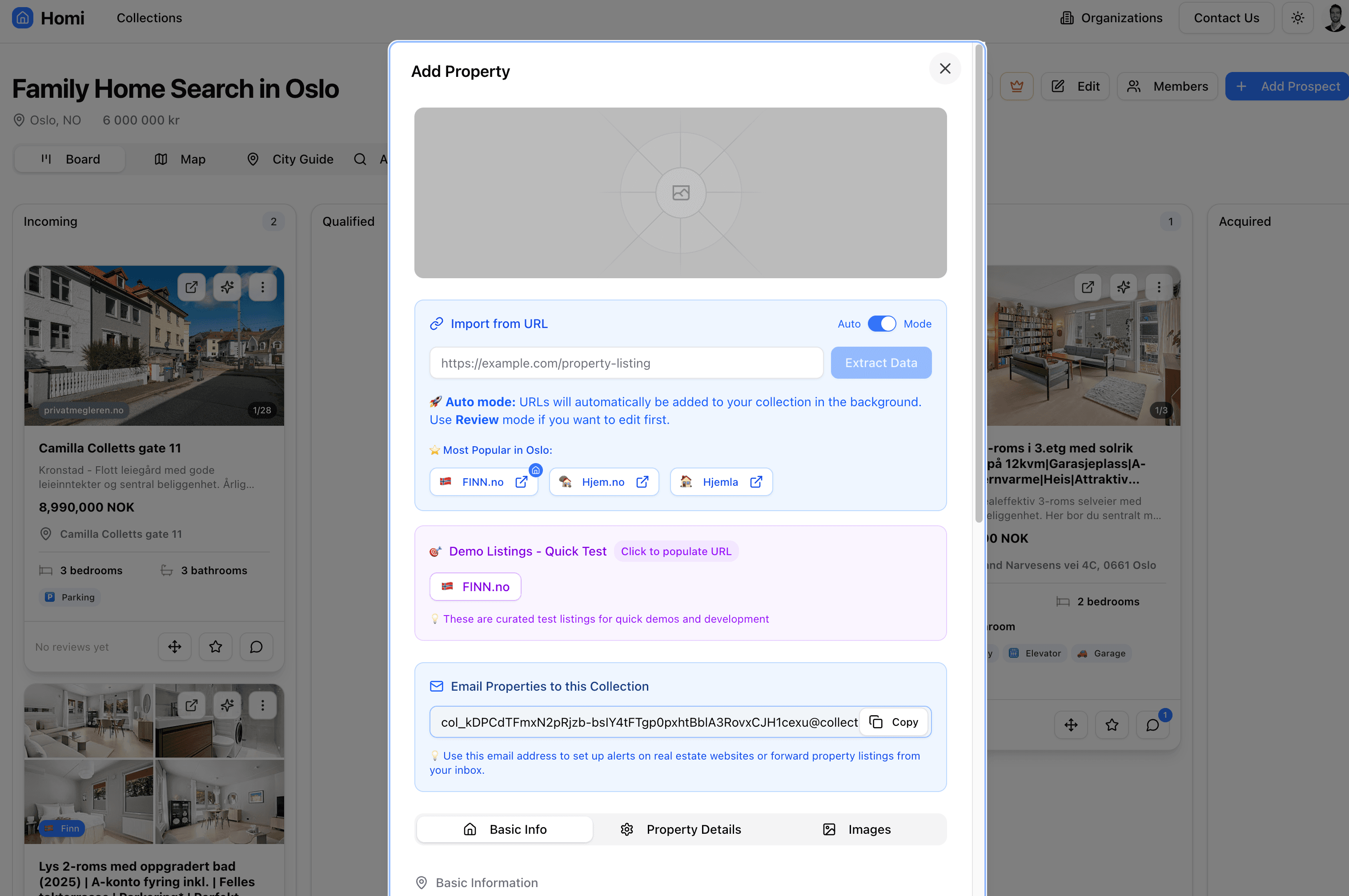 Original Add Property dialog with multiple tabs and complex form